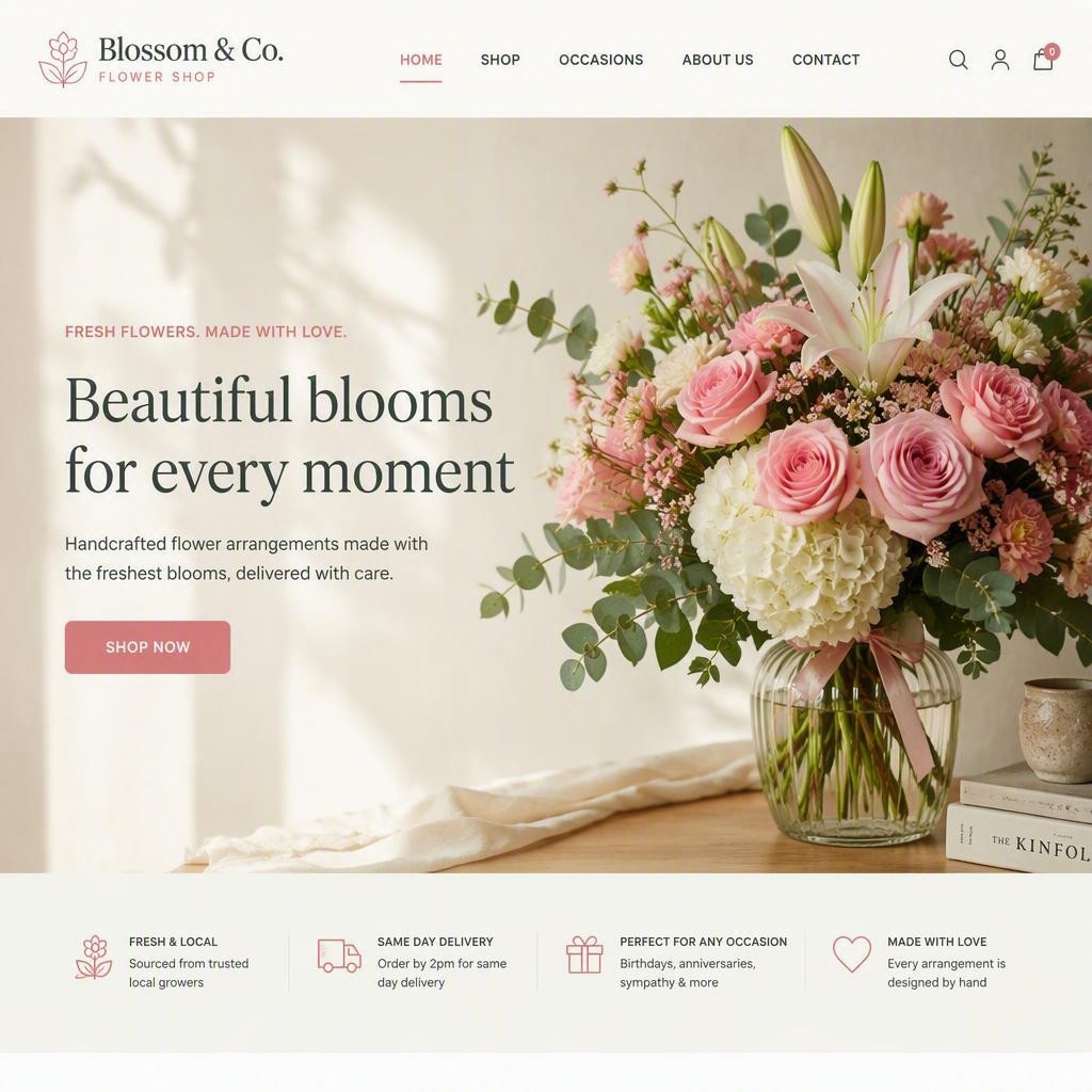 Blossom & Co. website homepage