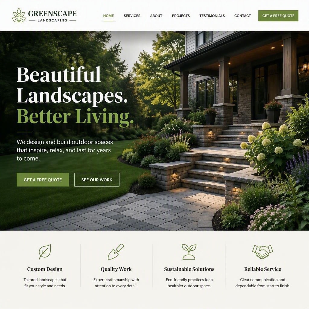 Greenscape Landscaping website homepage
