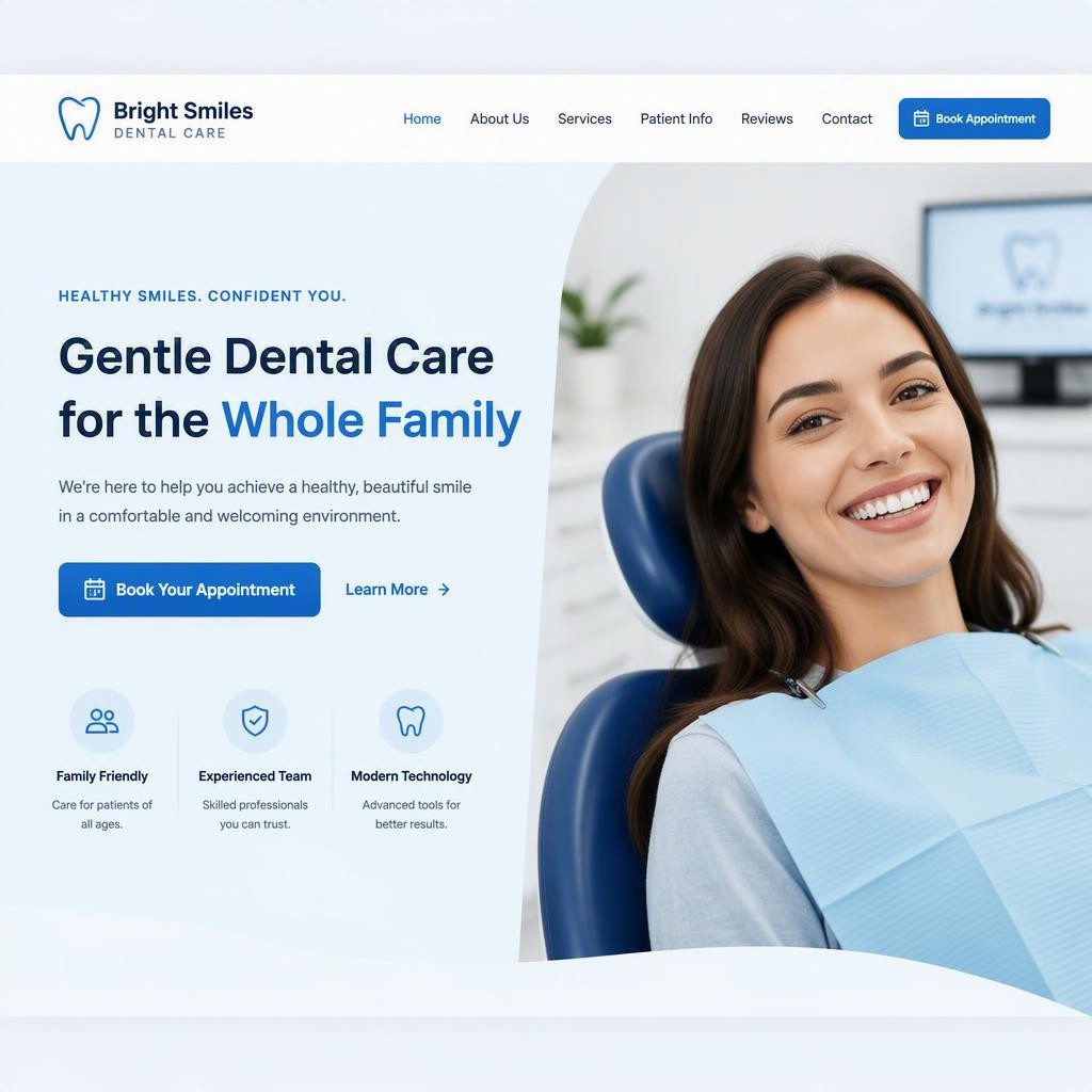 Bright Smiles Dental Care website homepage