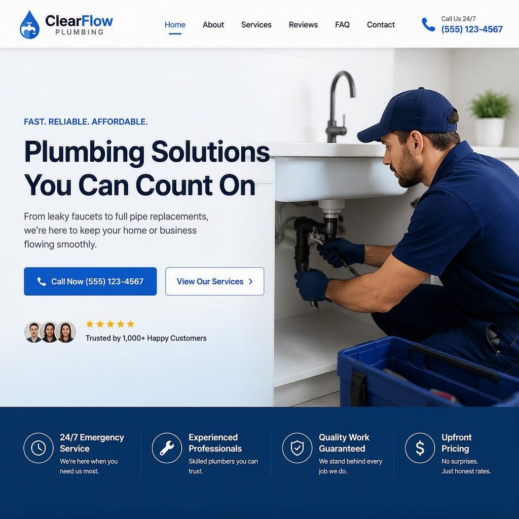 ClearFlow Plumbing website homepage