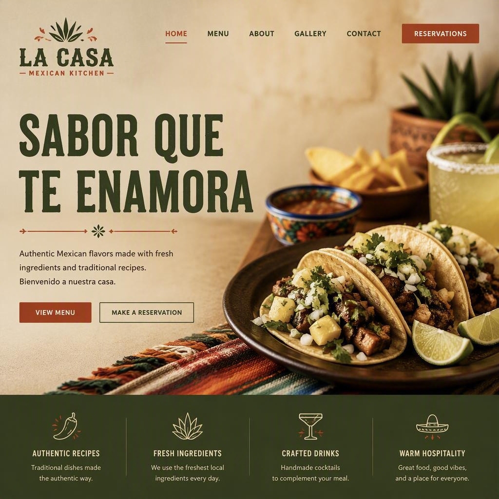 La Casa Mexican Kitchen website homepage