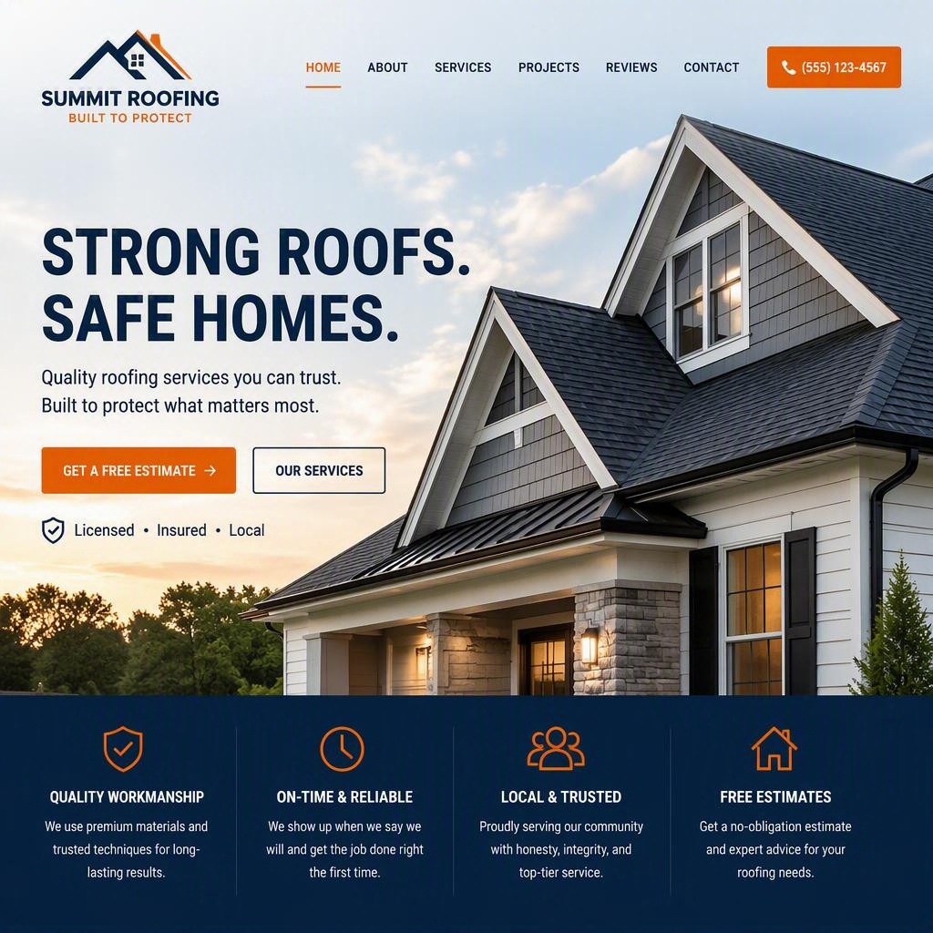 Summit Roofing website homepage