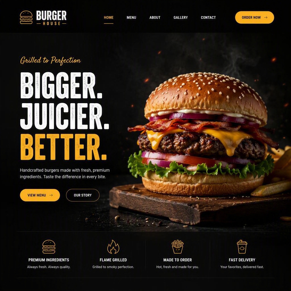 Burger House website homepage